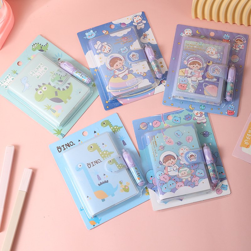 Cute Cartoon A7 with Pen Glue Cover Book Set Creative Mini Handbook Children's Notepad Notebook
