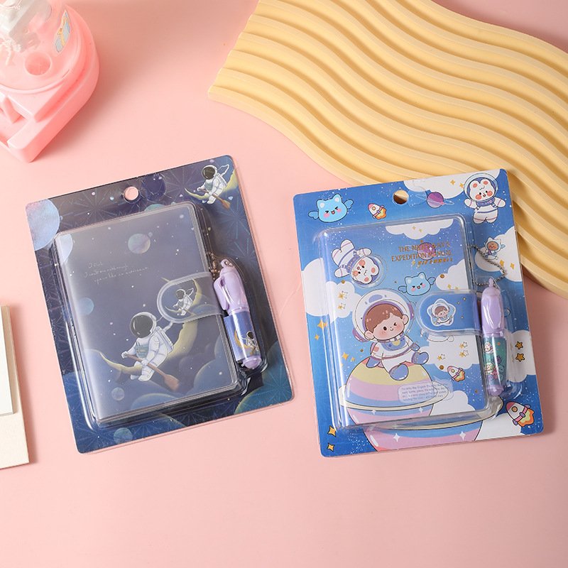 Cute Cartoon A7 with Pen Glue Cover Book Set Creative Mini Handbook Children's Notepad Notebook