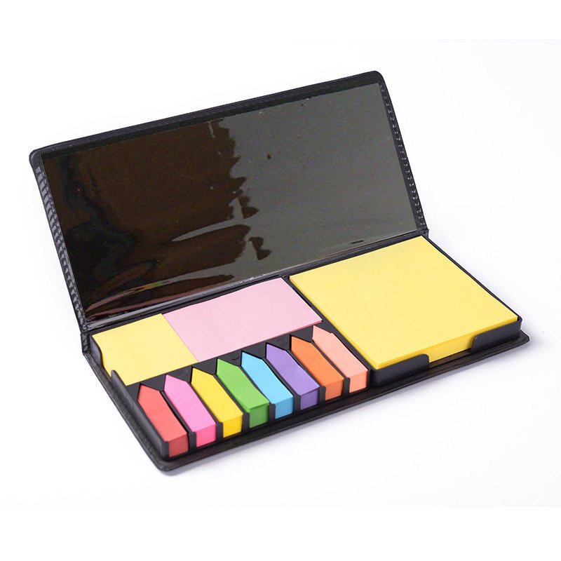 Promotional Gift Customized Note Pad Paper Stickers index Desktop Sticky Note Set Box Leather Memo Pad With Custom Logo