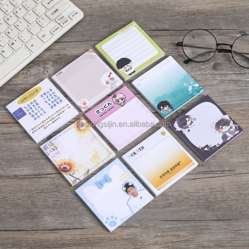 Kpop memo pad custom printed sticky note kawaii self-adhesive memo pad with logo notepad