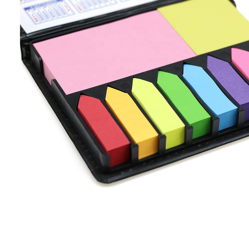 Promotional Memo Pallet Custom Sticky Note Set Desktop Sticky Note Pads with PU Leather Box