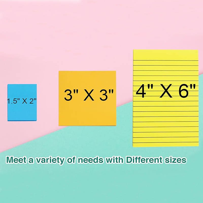 Cheap customized big size neon pastel color strong adhesive clear line lined 4/6 size notepad sheets of sticky notes for books