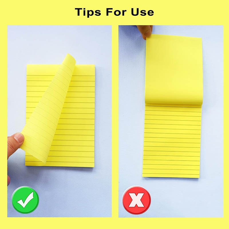 Cheap customized big size neon pastel color strong adhesive clear line lined 4/6 size notepad sheets of sticky notes for books