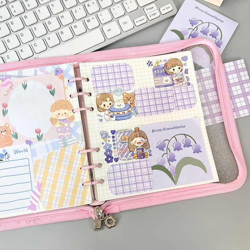 Wholesale sticker scrapbook stationery school supplies custom colors printed self-adhesive note kawaii memo pad planner notepad