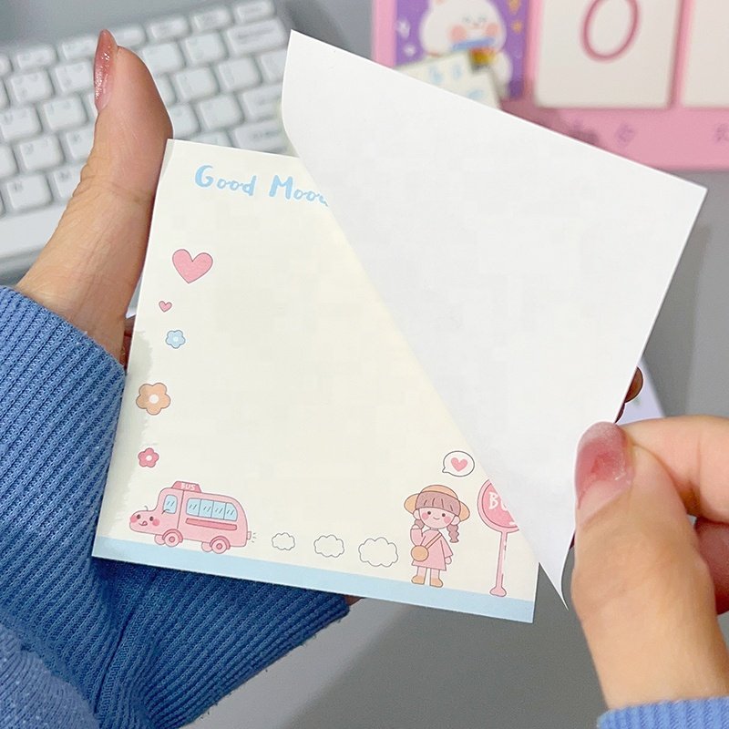 Wholesale sticker scrapbook stationery school supplies custom colors printed self-adhesive note kawaii memo pad planner notepad