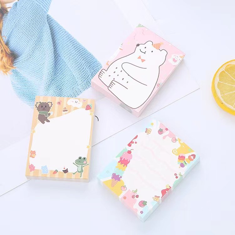 Creative cartoon bear notepad can be torn Student notepad Office stationery message pad