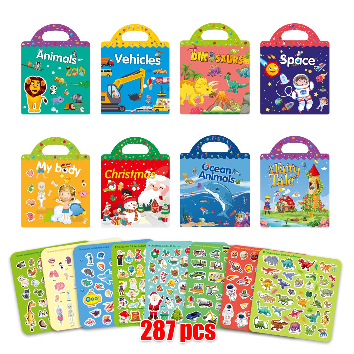 Wholesale reusable kids sticker book my first Animal dinosaur ocean scene sticker book