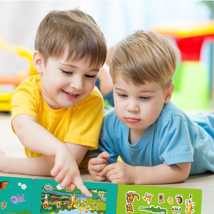 Wholesale reusable kids sticker book my first Animal dinosaur ocean scene sticker book