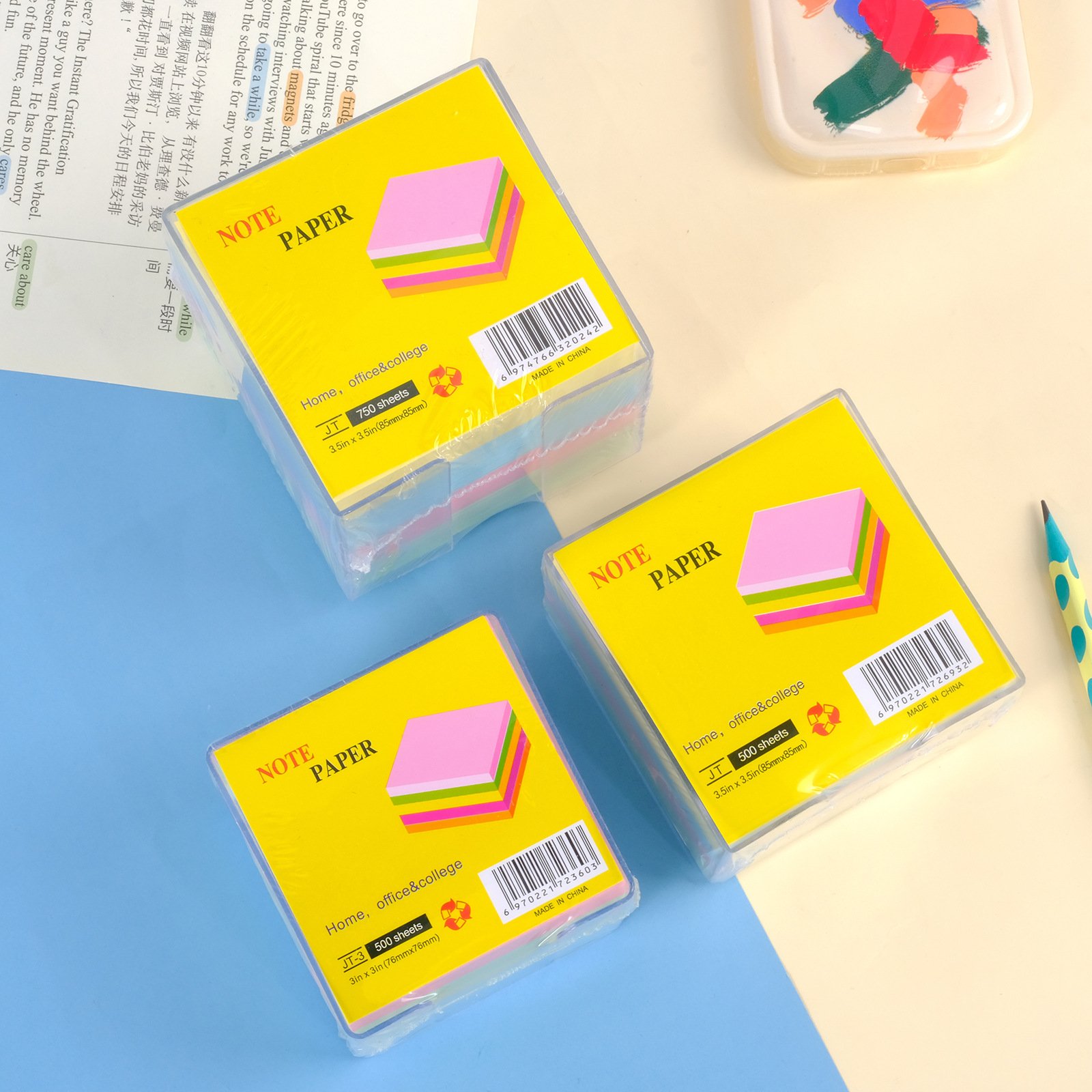 Customized Memo cube paper notepads sticky note with plastic memo holder