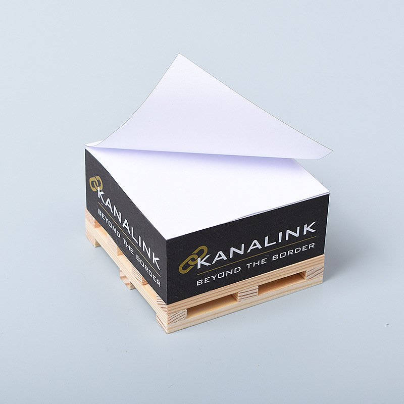 Hign Quality Custom Memo Pad Logo Square Wooden Pallet For Business Office Notepad Custom Paper Block Memo Cube