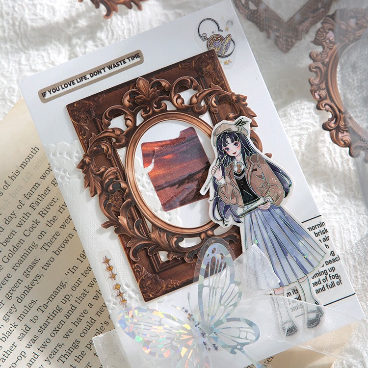 10pcs/pack collage card complex mirror language series embossed classical palace style handbook collage material