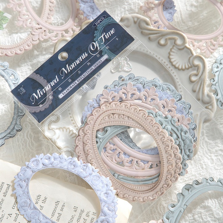 10pcs/pack collage card complex mirror language series embossed classical palace style handbook collage material
