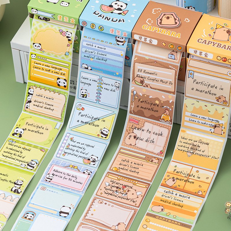 New Gradient Color Pull Out Cartoon Sticky Note Boxed Students With Full Adhesive Index Label Stickers Memo Pad 256 Pieces