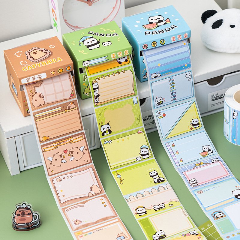 New Gradient Color Pull Out Cartoon Sticky Note Boxed Students With Full Adhesive Index Label Stickers Memo Pad 256 Pieces