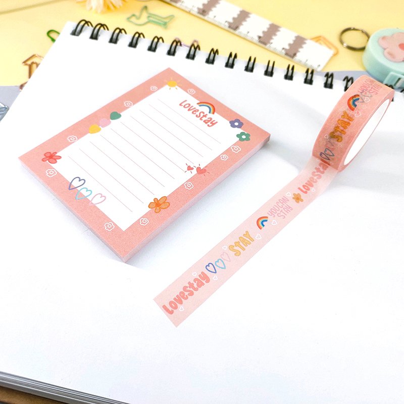 custom printed kawaii washi tape and memo pads cute shape stationery notepad manufacturer