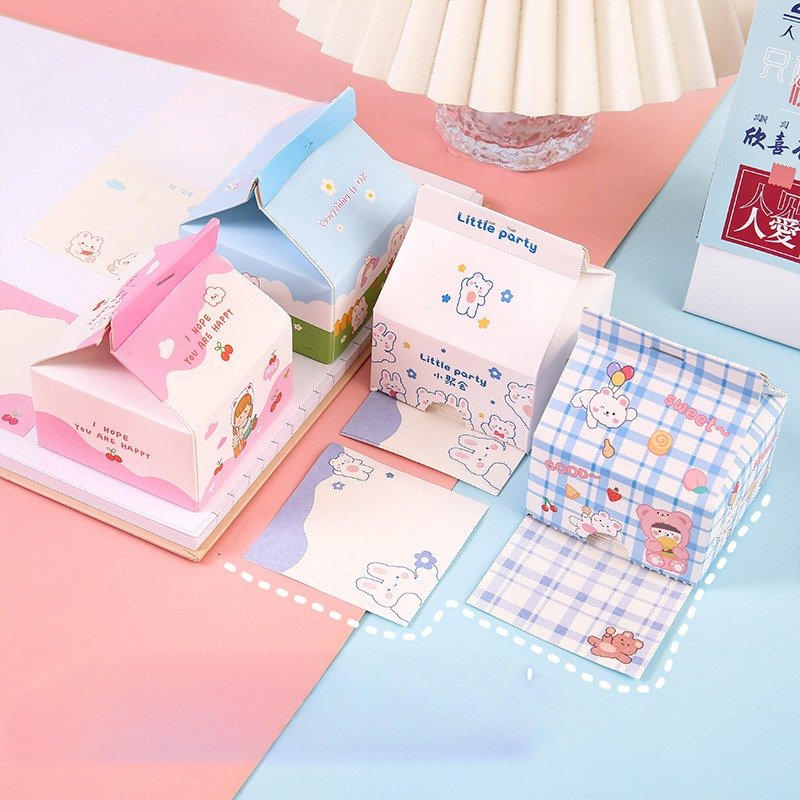 School Supplies Creative Milk Boxed Convenience Stickers Cartoon Shaped Memo Color Stickers Office Notebook