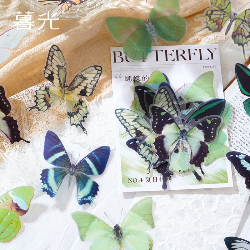 The Butterfly's Murmur butterfly pattern bottoming handbook stickers 4 types junk journal scrapbooking supplies scrapbooking set