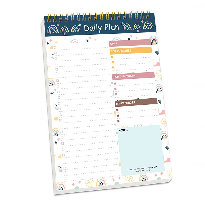 English A5 Daily Coil Simple Self-discipline Schedule Time Management Plan Notes Undated Daily Planner Notepad