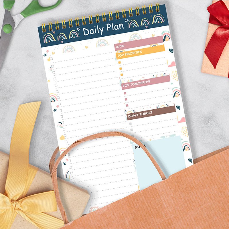 English A5 Daily Coil Simple Self-discipline Schedule Time Management Plan Notes Undated Daily Planner Notepad