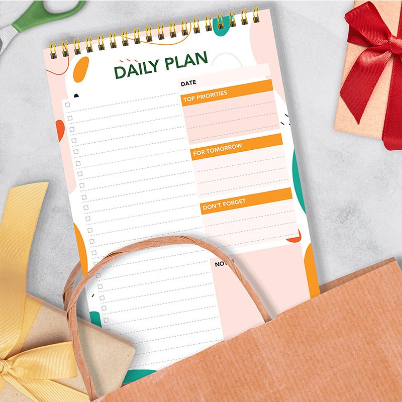 English A5 Daily Coil Simple Self-discipline Schedule Time Management Plan Notes Undated Daily Planner Notepad