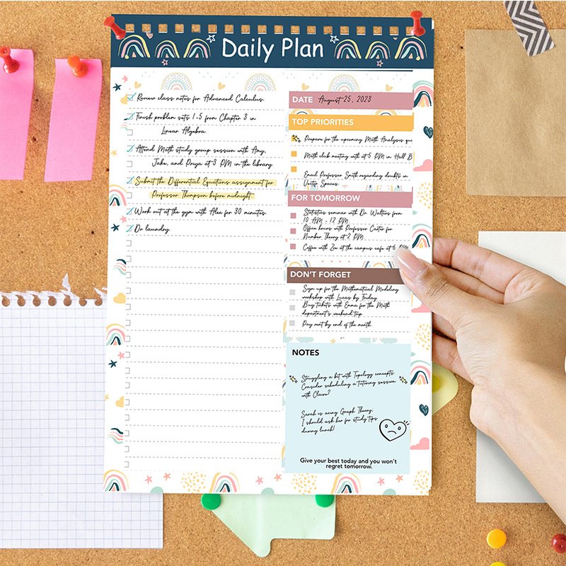 English A5 Daily Coil Simple Self-discipline Schedule Time Management Plan Notes Undated Daily Planner Notepad