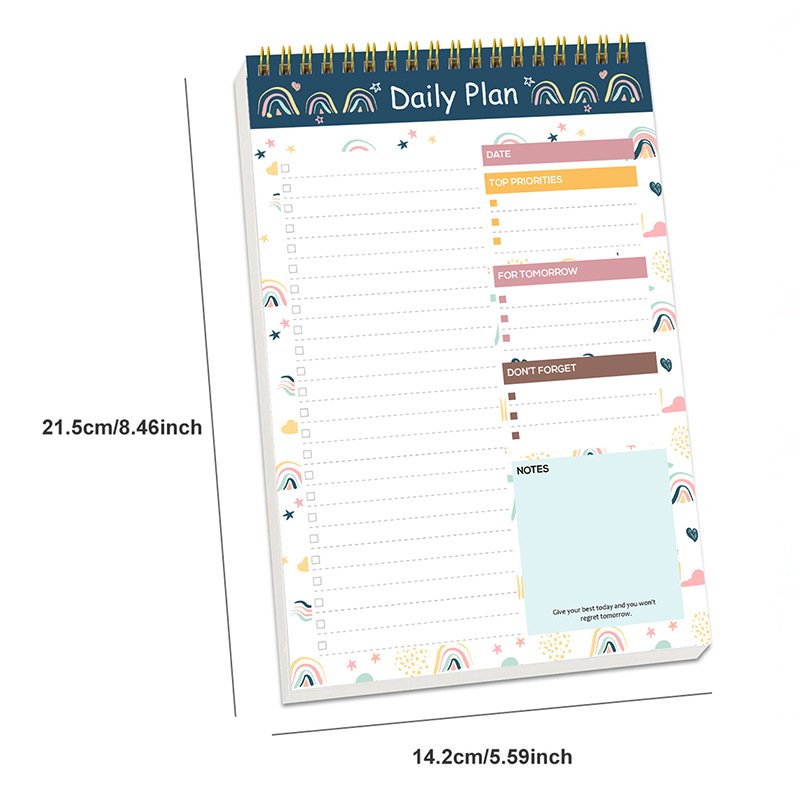 English A5 Daily Coil Simple Self-discipline Schedule Time Management Plan Notes Undated Daily Planner Notepad