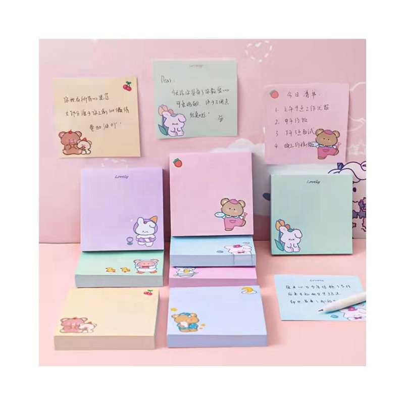Reusable Kawaii Memo Pads Paper Custom Printed Sticky Notes For Office