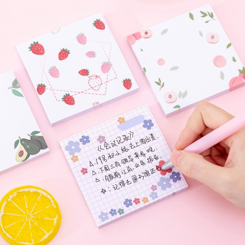 Creative Kawaii Strawberry sticky paper Little Flower Memo Pad Girl Heart Peach Sticky Notes N Times Students Sticker