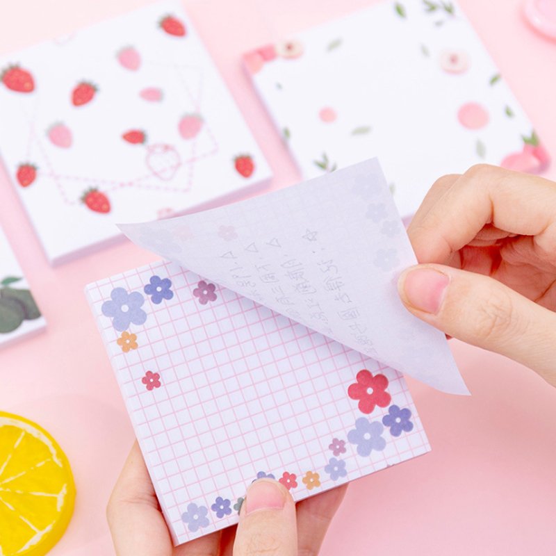 Creative Kawaii Strawberry sticky paper Little Flower Memo Pad Girl Heart Peach Sticky Notes N Times Students Sticker