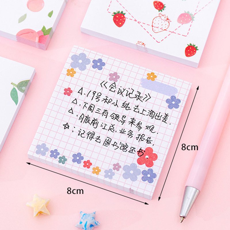 Creative Kawaii Strawberry sticky paper Little Flower Memo Pad Girl Heart Peach Sticky Notes N Times Students Sticker