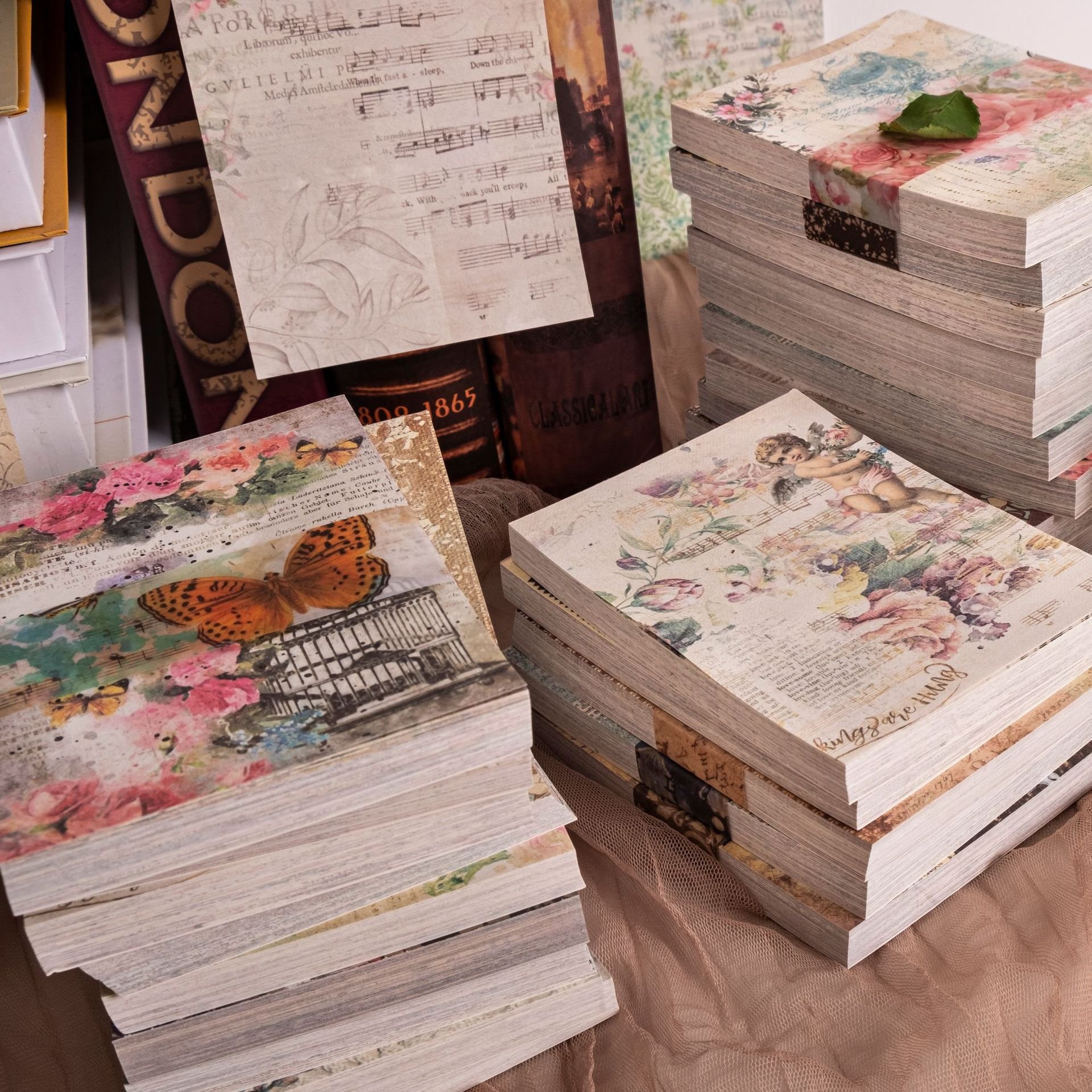 100pieces per pack Material Paper Book Wind Biography Letter Series Retro Collage Notebook DIY Note Base Paper 8 designs