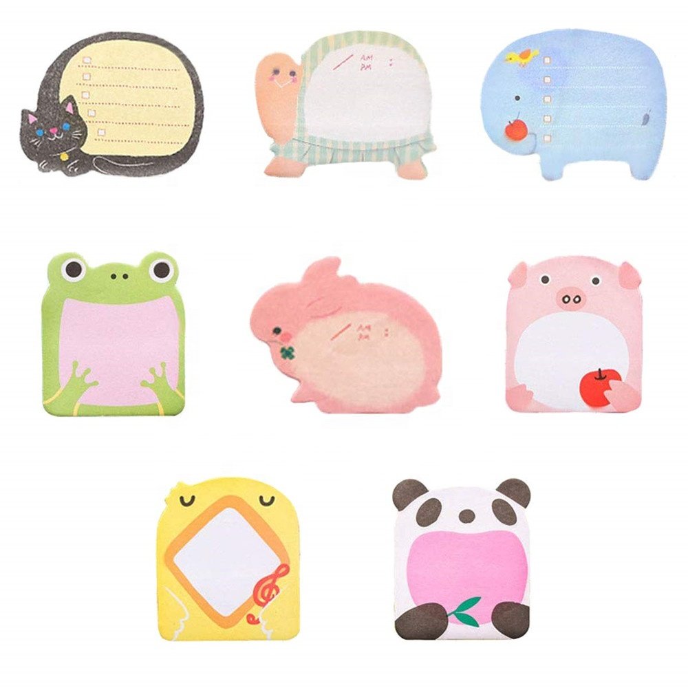 Custom 8-Packs Self Sticky Notes in Different Shapes Creative Colorful Animal Cute Sticky Memo Notes for Students Home Office