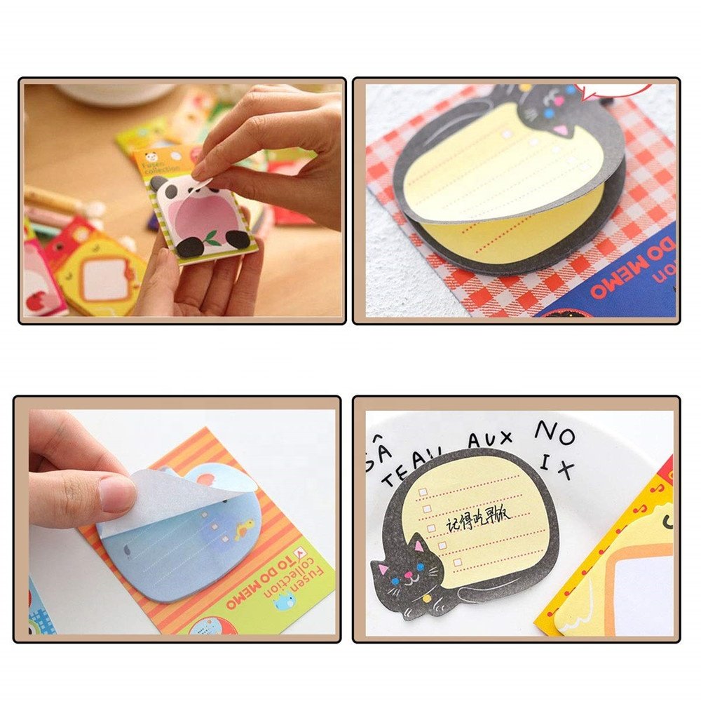 Custom 8-Packs Self Sticky Notes in Different Shapes Creative Colorful Animal Cute Sticky Memo Notes for Students Home Office