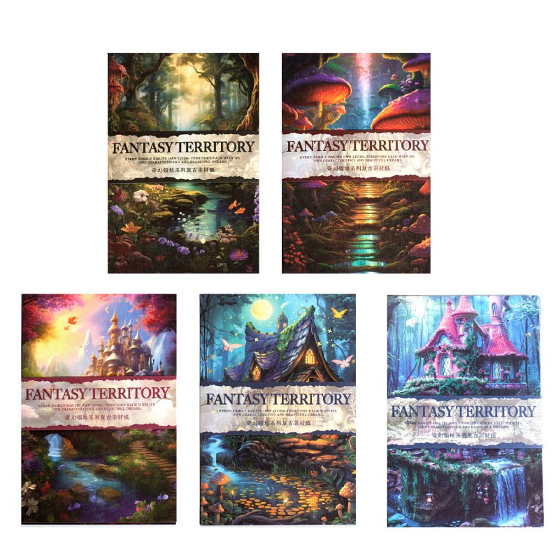 30pcs/pack vintage material paper fantasy territory series handbook decorative collage bottoming sticker notepad message 5 model