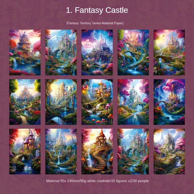 30pcs/pack vintage material paper fantasy territory series handbook decorative collage bottoming sticker notepad message 5 model