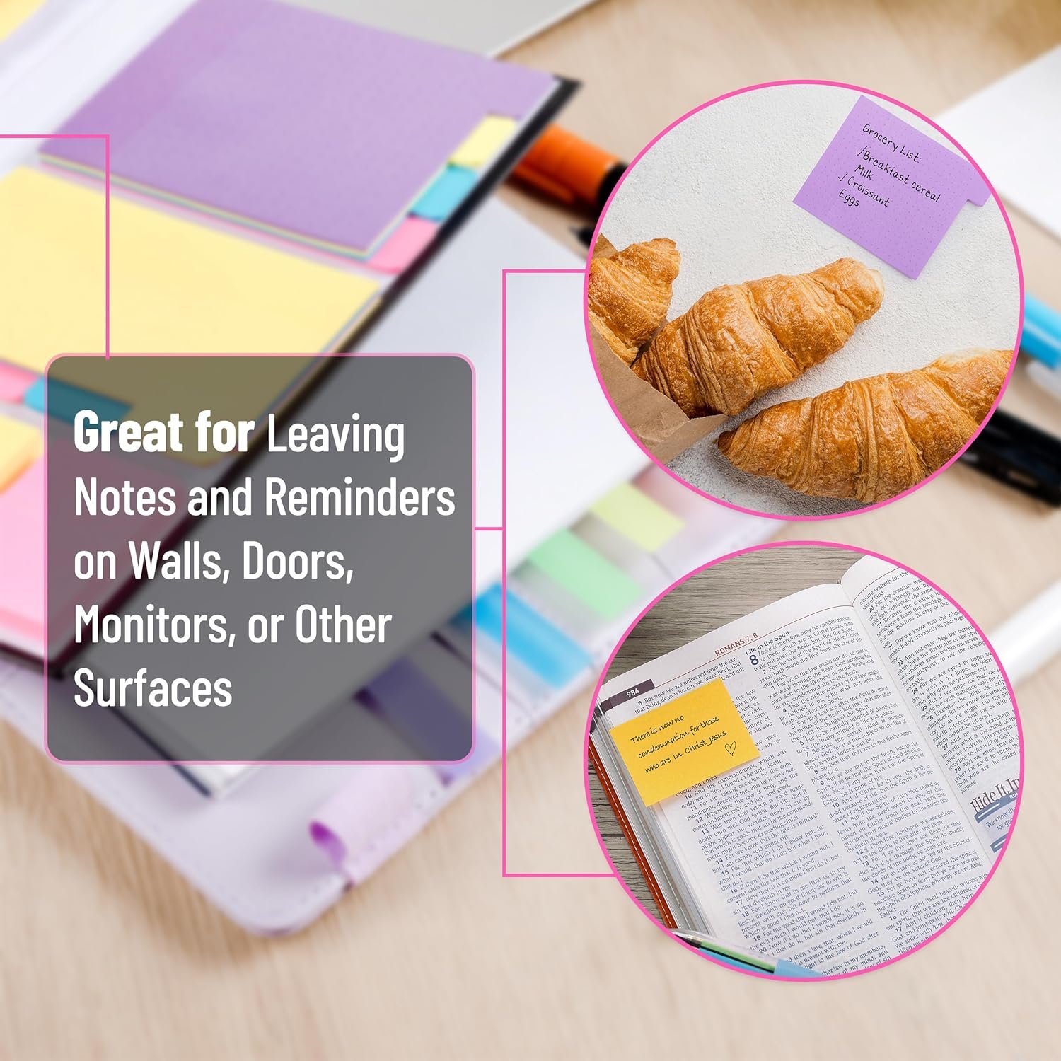 Bible Sticky Notes Set, 410 Pack, School, Office Supplies, Planner Sticky Note Dividers Tabs, Book Notes