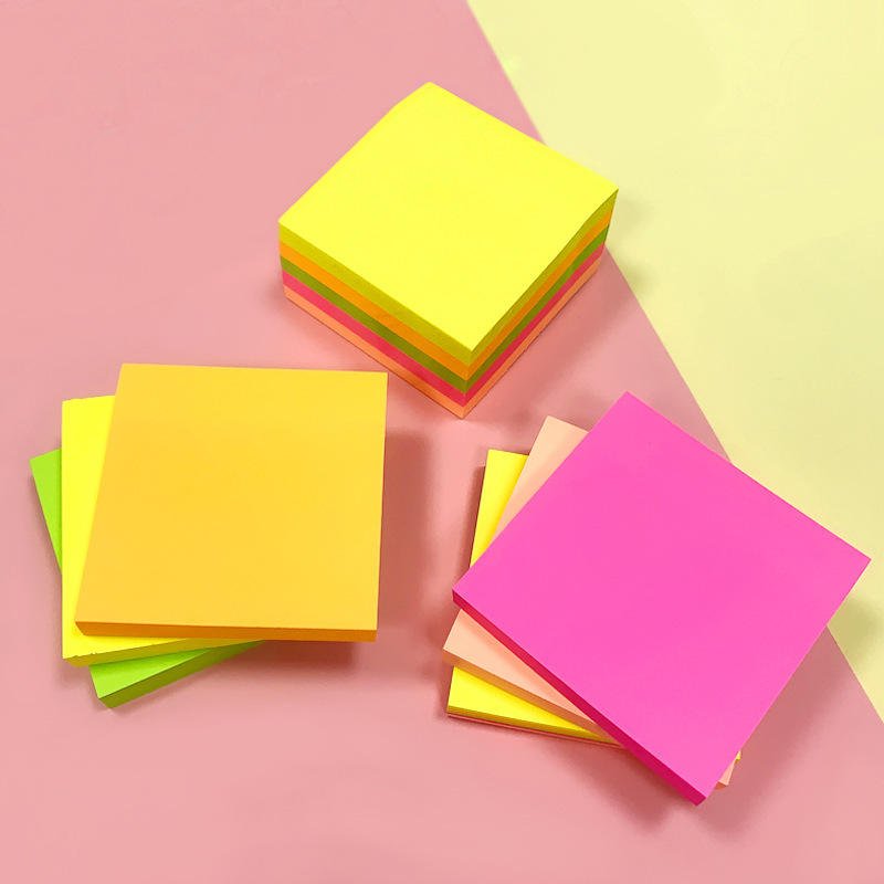 custom die cut fluorescent color sticky notes block stationery