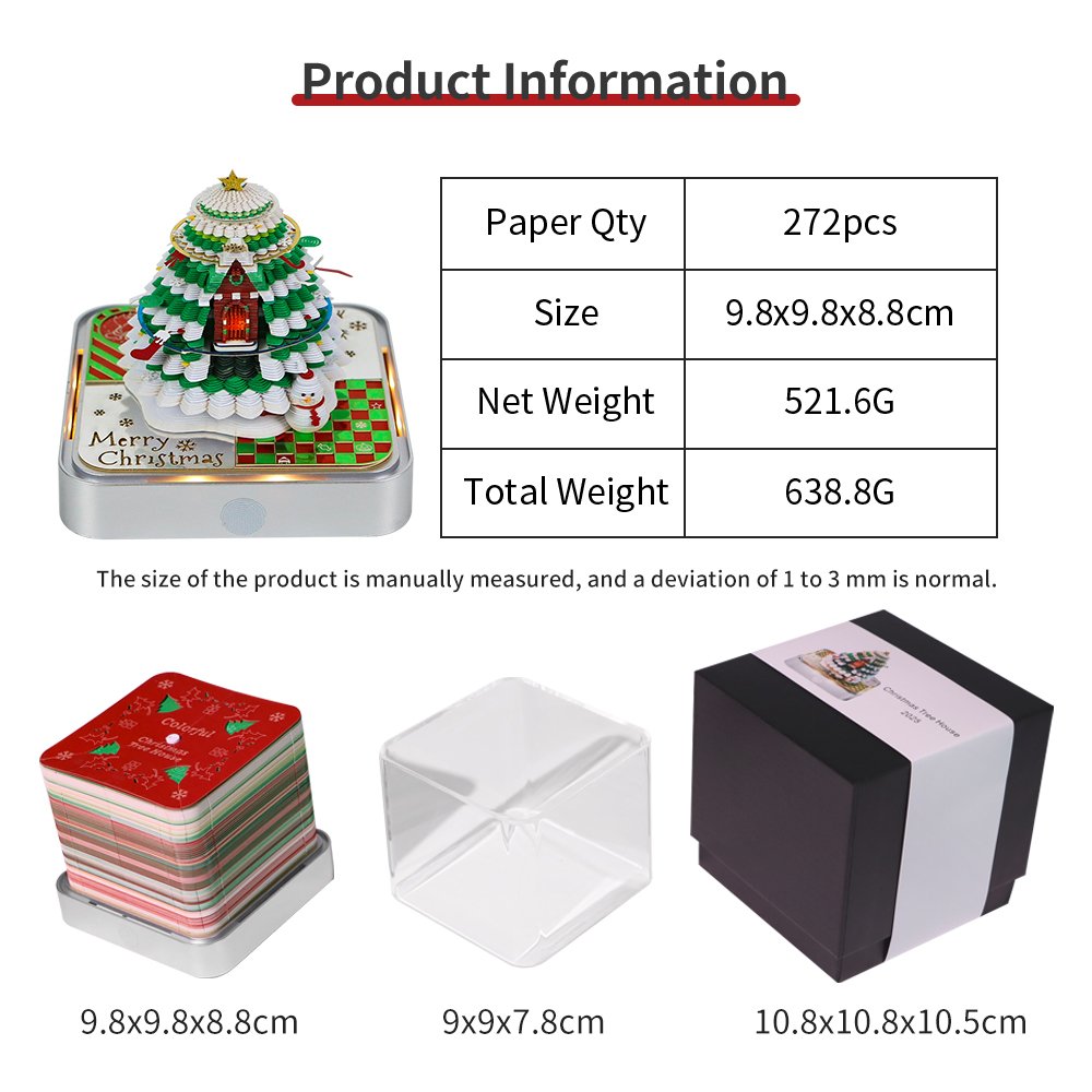 Christmas Tree Style 3D Calendar 2025 New Products Ideas Diy Papercraft Note Cube Paper Block Promotional 3D Memo Pad