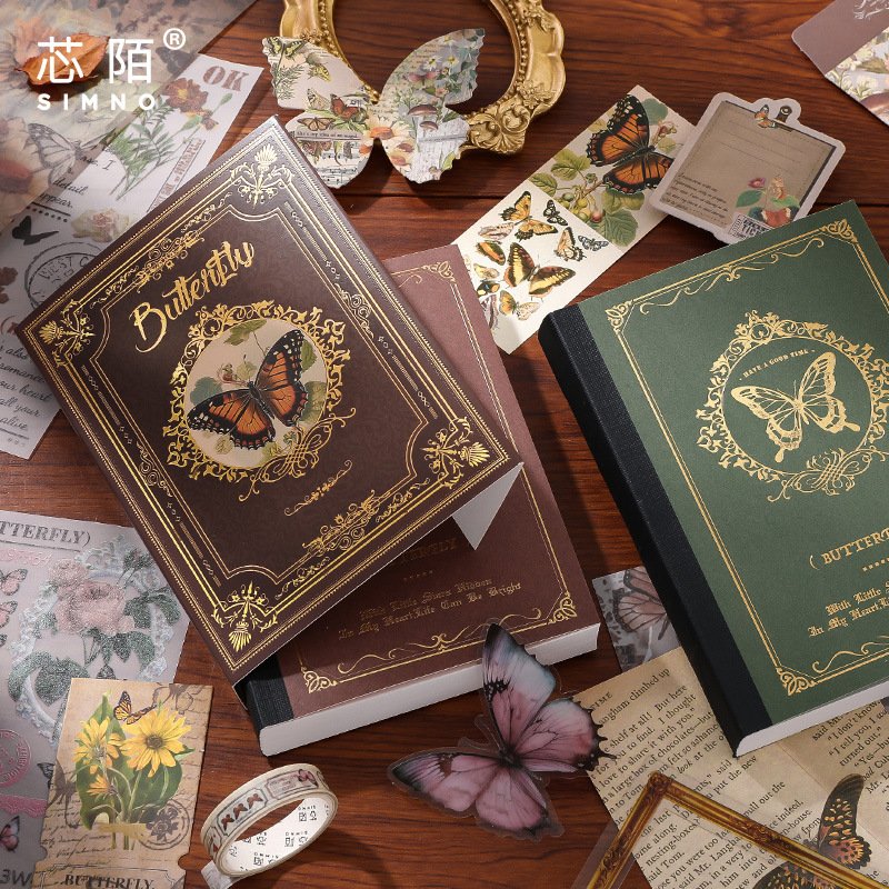 Vintage Gift Butterfly Warm Mail journal notebook 140pcs in Handbook kraft paper notebook journal planner book journal stickers