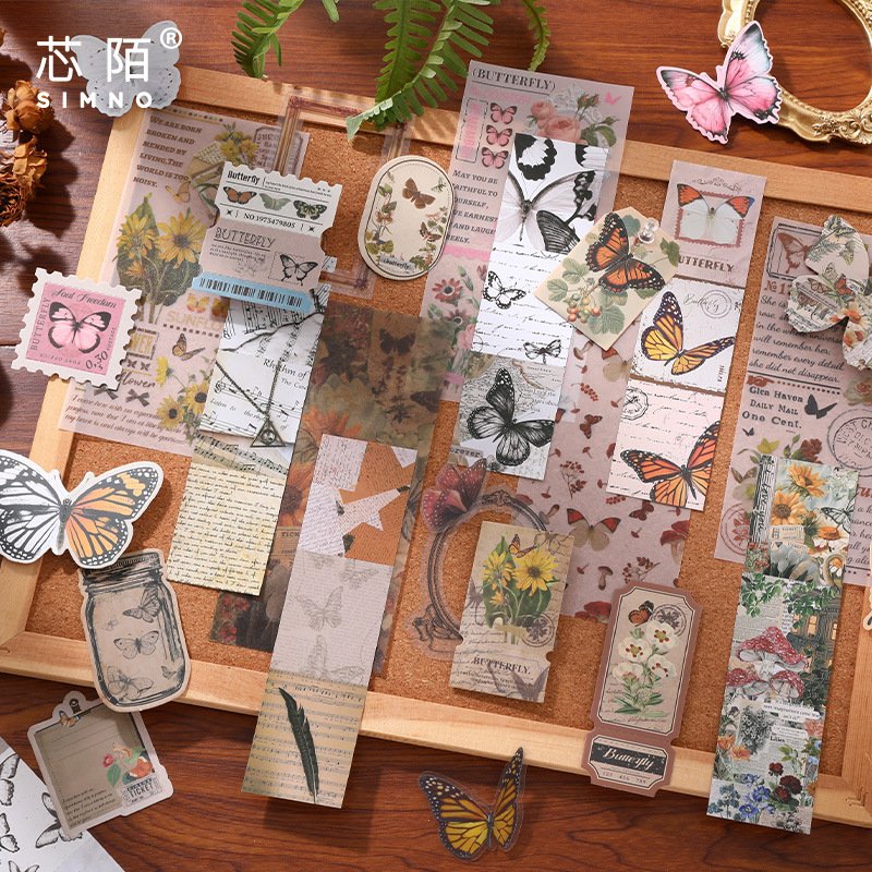 Vintage Gift Butterfly Warm Mail journal notebook 140pcs in Handbook kraft paper notebook journal planner book journal stickers