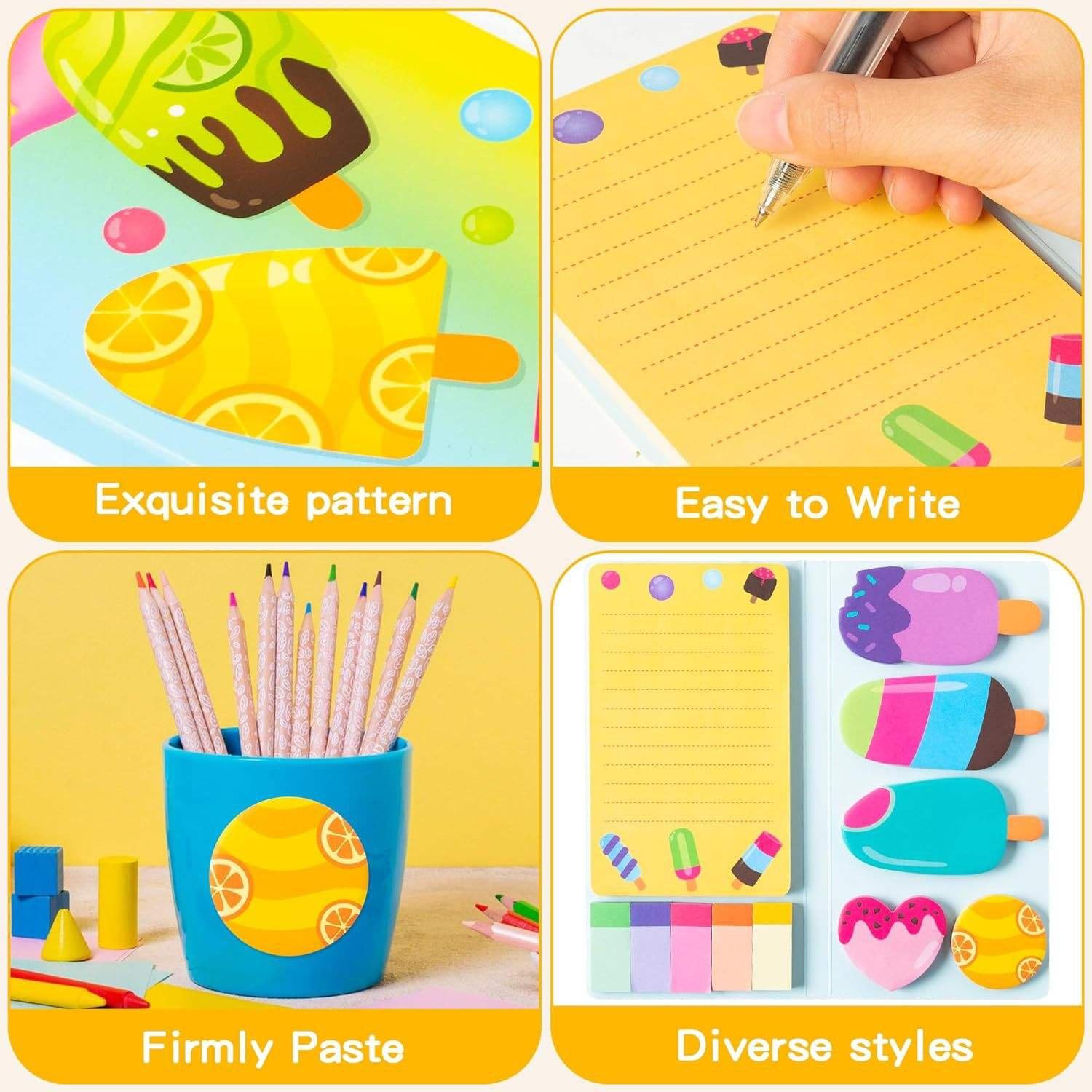 cute cartoon ice cream theme sticky note holder memo book pads combination kawaii office school stationary accessories custom