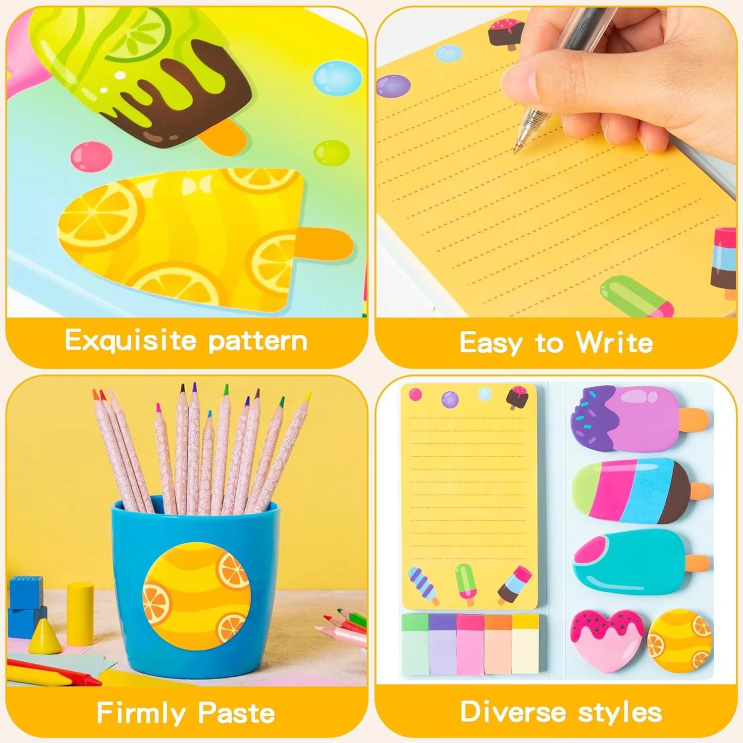 cute cartoon ice cream theme sticky note holder memo book pads combination kawaii office school stationary accessories custom