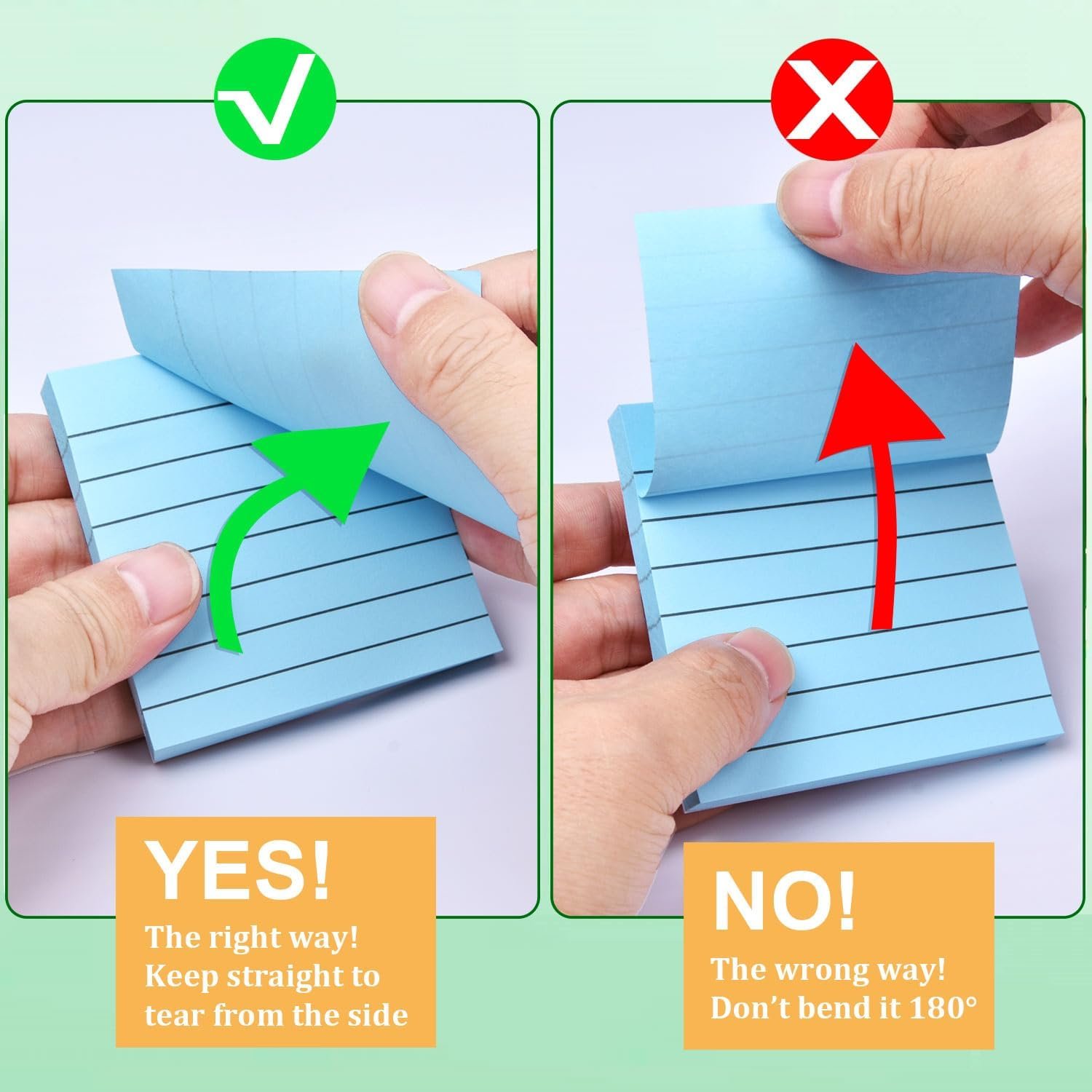 Lined Sticky Notes Bright Colors Self-Stick Note Pads with Line Custom design logo Sticky Memo Pad for School Office