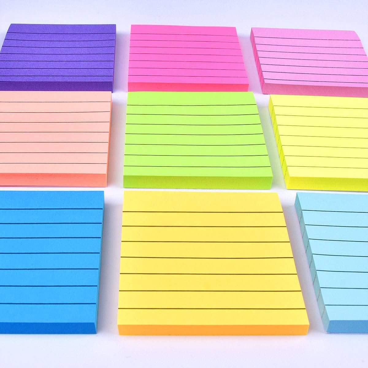 Lined Sticky Notes Bright Colors Self-Stick Note Pads with Line Custom design logo Sticky Memo Pad for School Office