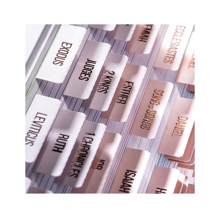 Free sample manufacturer custom Embossed Lettering tear-resistance Laminated bible tabs with clearly printing for Bible study