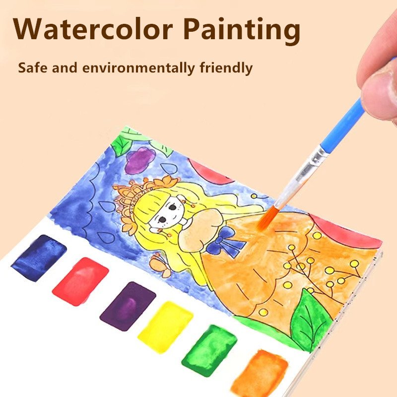 R-WP001-005 Children's Watercolor Paint Art Drawing Graffiti Paper Memo Pad DIY Portable Watercolor Coloring Book