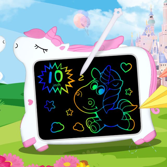 Kids 10 Inch Writing Tablet Unicorn Toys Educational Drawing boards Travel Toys Gift for 3 4 5 6 7 8 9 Year Girls Boys Toddler