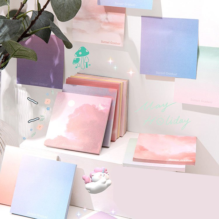 Purple Lined Sticky Notes Memo Multicolor Stationery School Supplies Colorful Paper Multi Color Sticky Notes