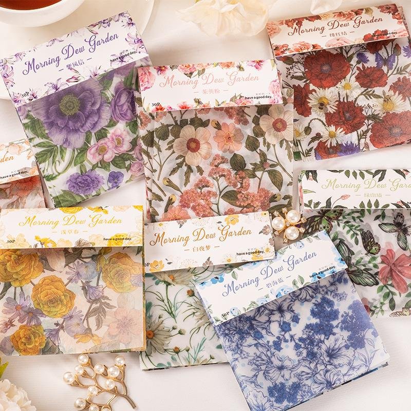 30sheets per pack Material Paper Morning Mist Garden Series Artistic Flower Notebook Gift Box Decoration Base Paper