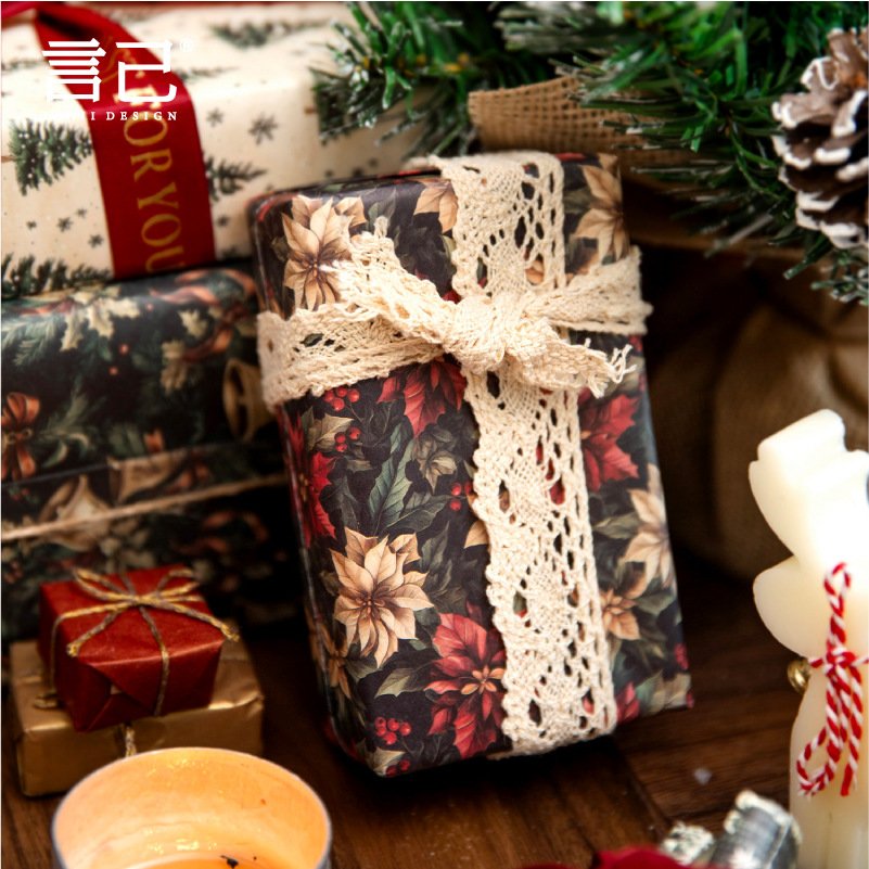 8pcs/pack Christmas theme material wrapping paper Christmas surprise series Hundreds of handbook DIY packaging